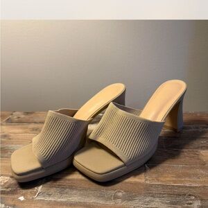 SHEIN Beige Ribbed Mules
